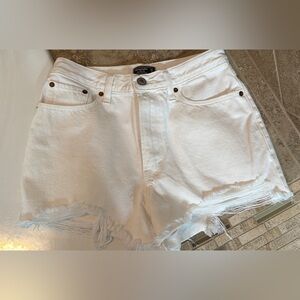 Abercrombie & Fitch White Distressed Denim Cutoff Shorts